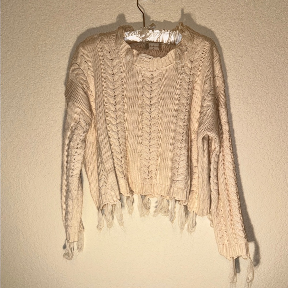 Altar'd State Cable Knit Sweater in Cream